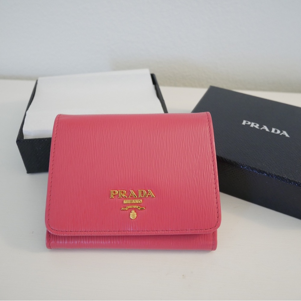 Prada Pink Wallet with Gold Logo